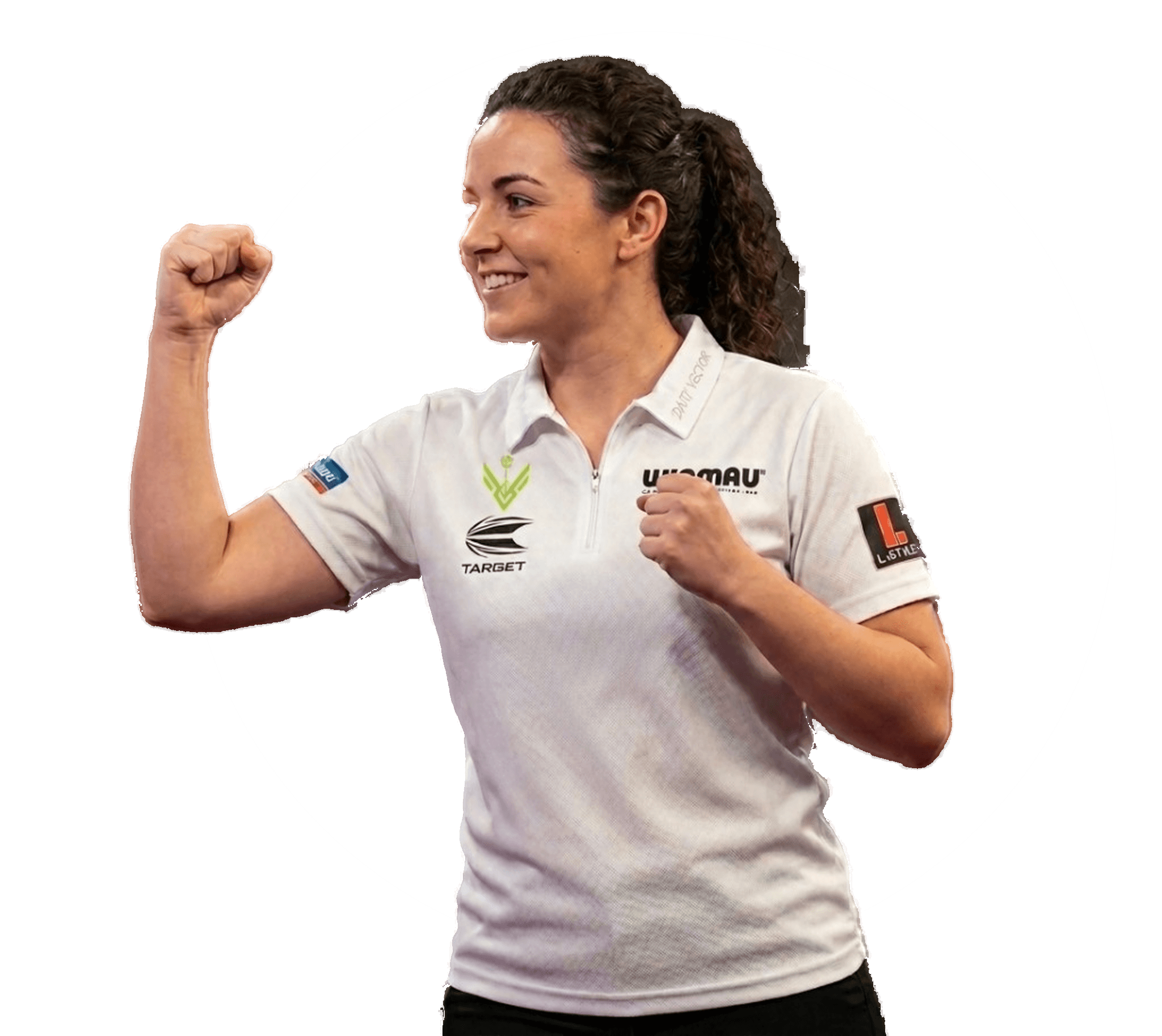 Professional darts player celebrating a win